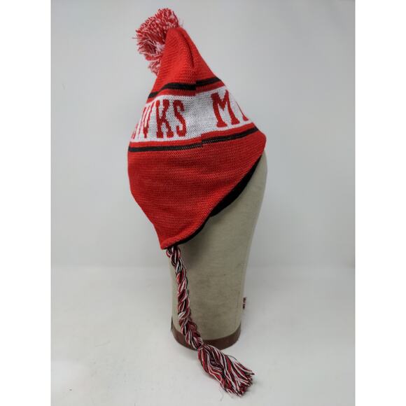 Miami Florida Beanie Hat 100% Acrylic Red & White W/Pom Pom and Strings - Picture 5 of 11